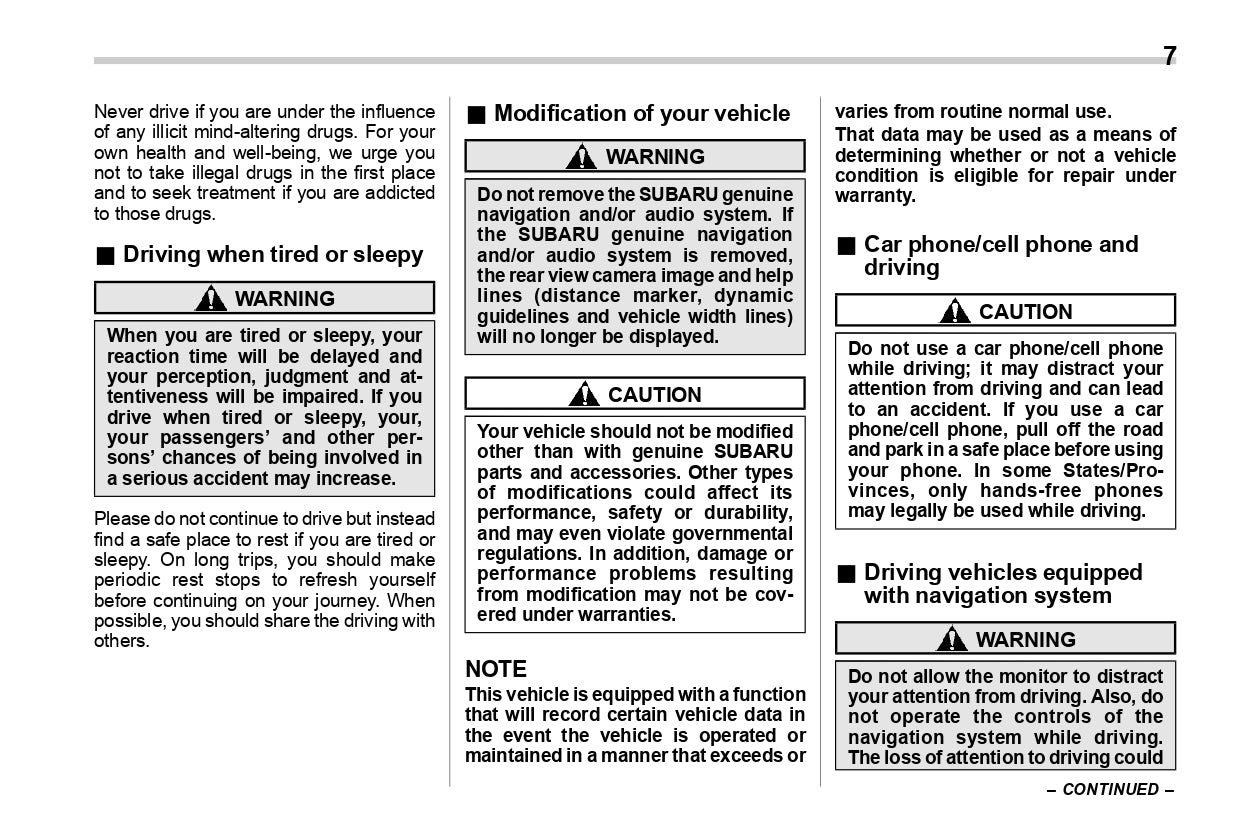 2020 Subaru WRX Bedienungsanleitung | Englisch