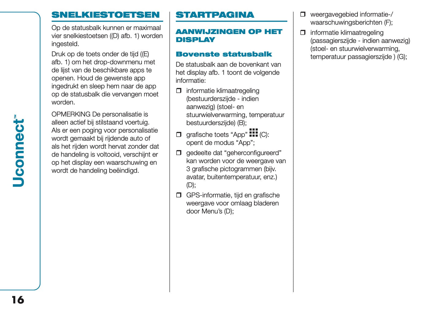2021-2022 Fiat 500e Uconnect Infotainment Manual | Dutch