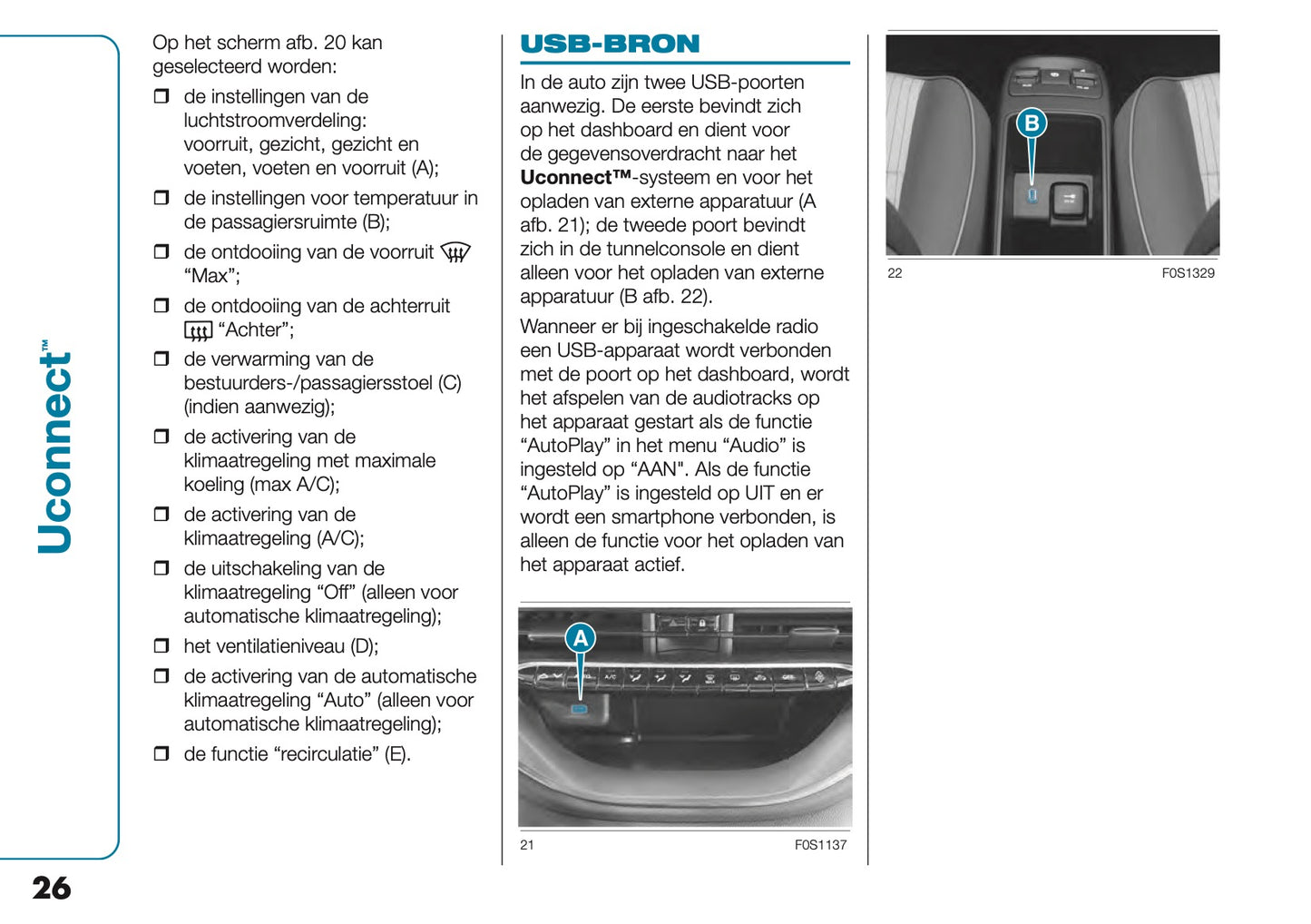 2021-2022 Fiat 500e Uconnect Infotainment Manual | Dutch