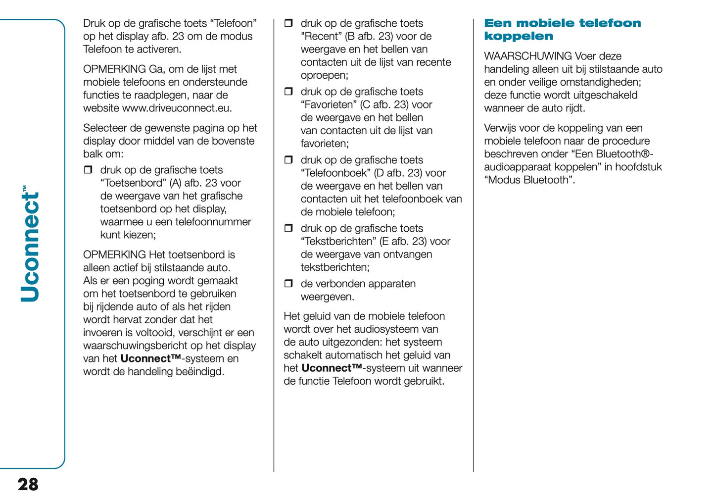 2021-2022 Fiat 500e Uconnect Infotainment Manual | Dutch