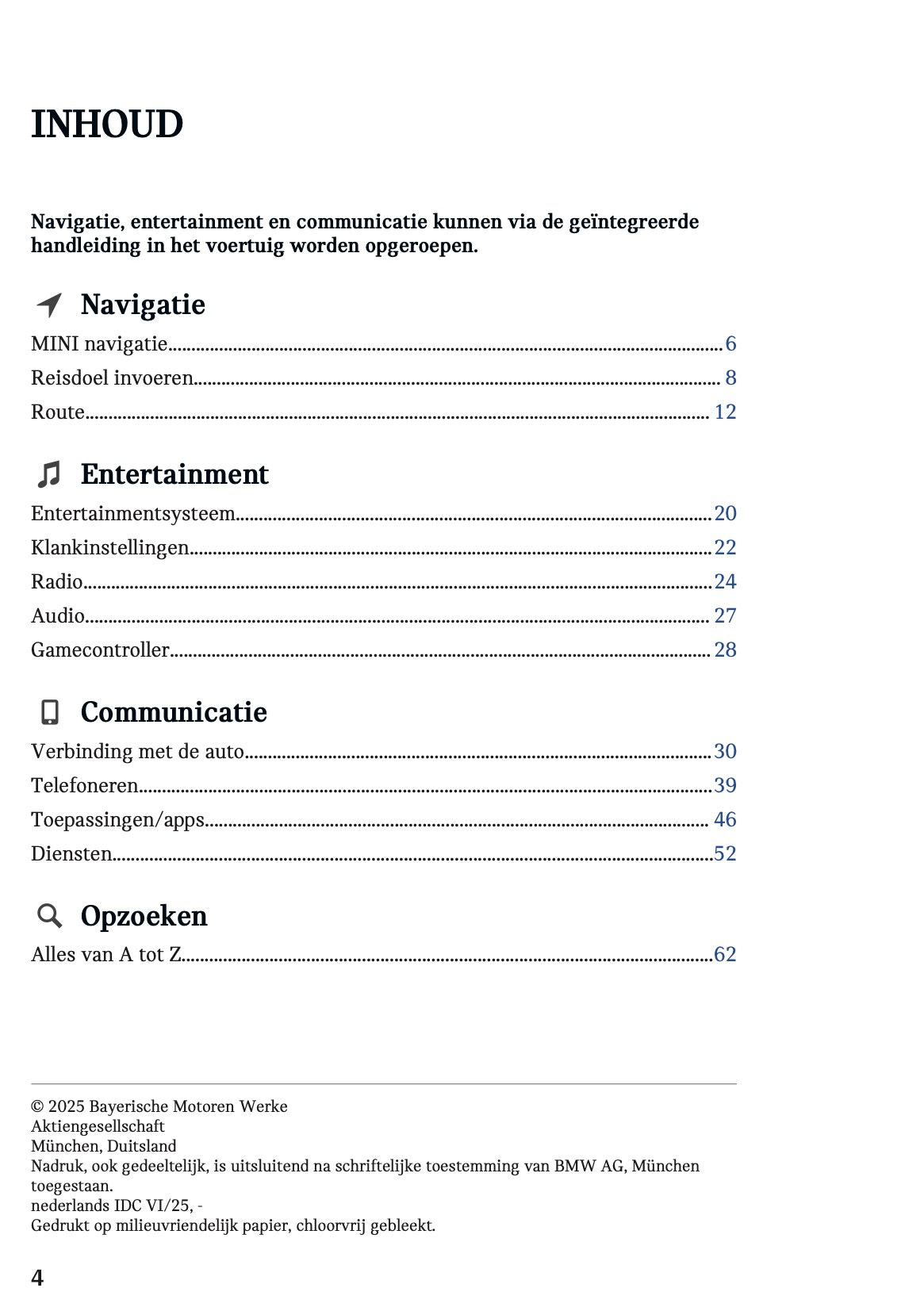 2025-2026 Mini Countryman Infotainment Manual | Dutch