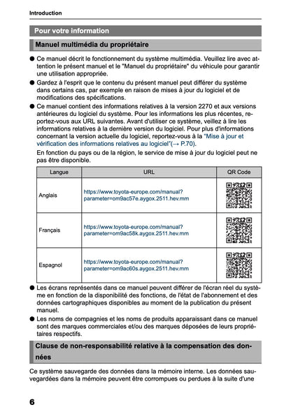 2025-2026 Toyota Aygo X Navigation Manual | French