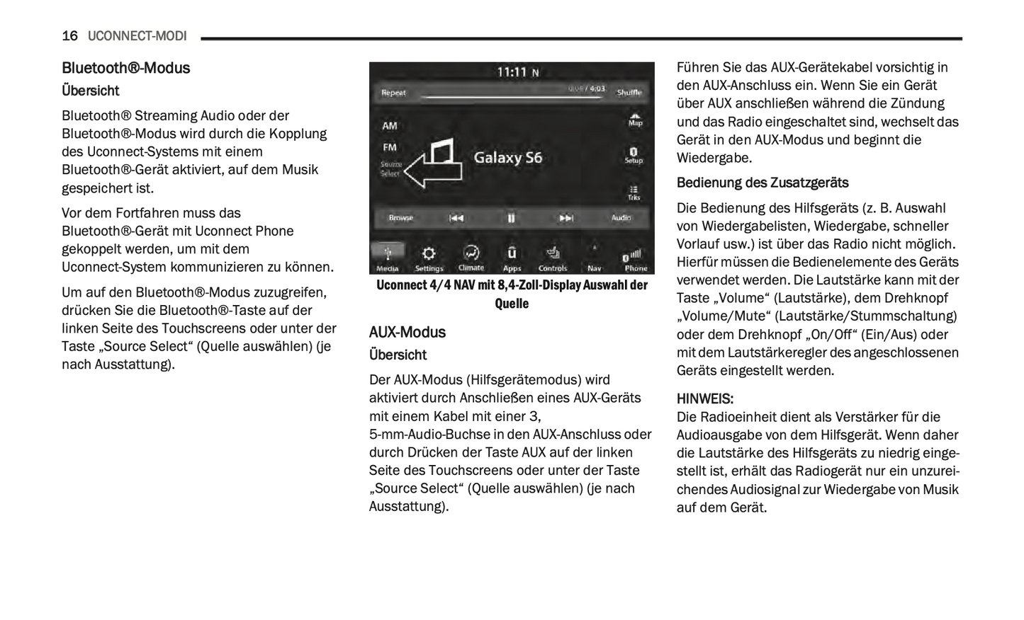 2020-2021 Uconnect Radio 4C/4C Nav Display 8.4" Infotainment Anleitung | Deutsch