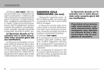 2009-2011 Alfa Romeo Maintenance Book | Italian