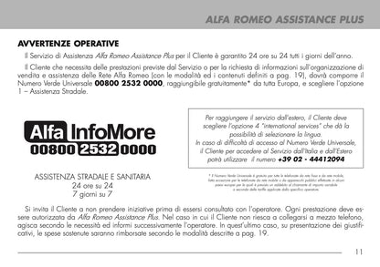 2009-2011 Alfa Romeo Maintenance Book | Italian