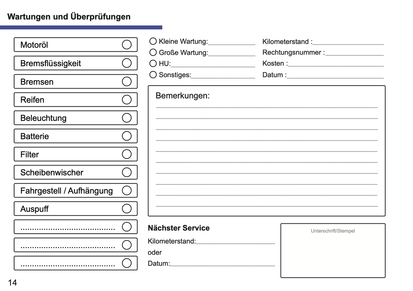 Serviceheft BMW | Deutsch