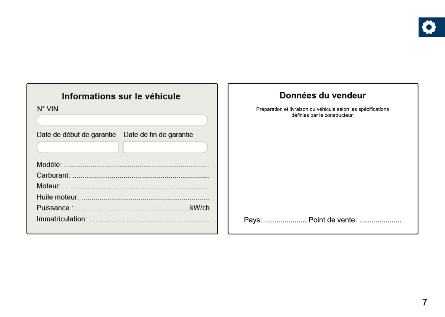 Fiat Maintenance Book | French