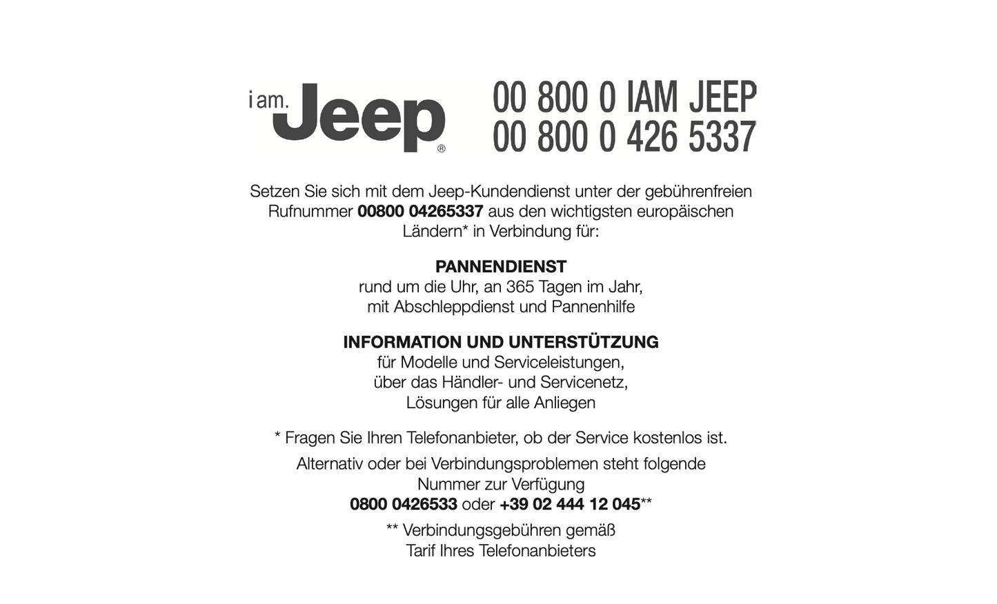 2020-2021 Jeep Warranty & Maintenance Book | German