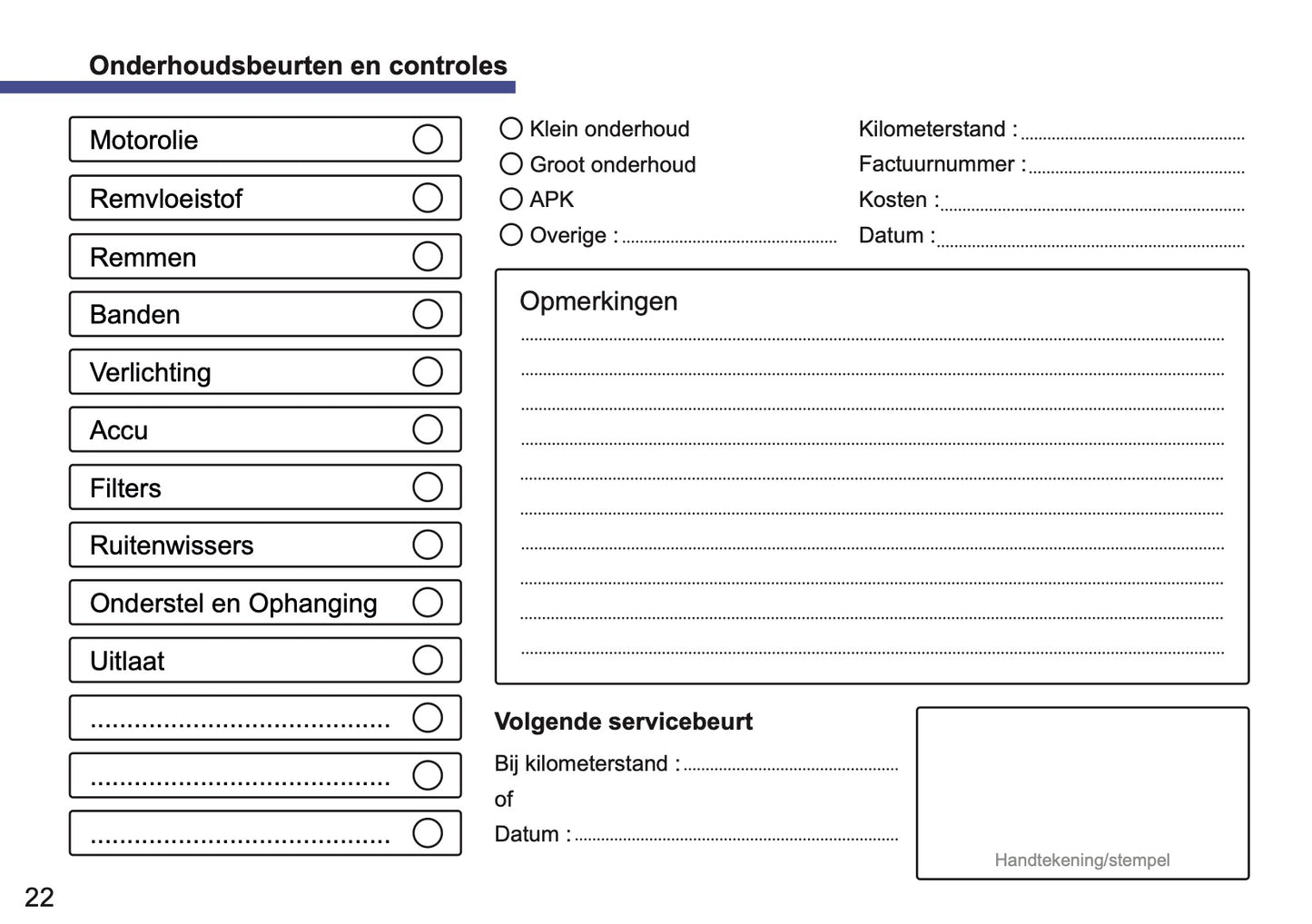 Mini Maintenance Book | Dutch
