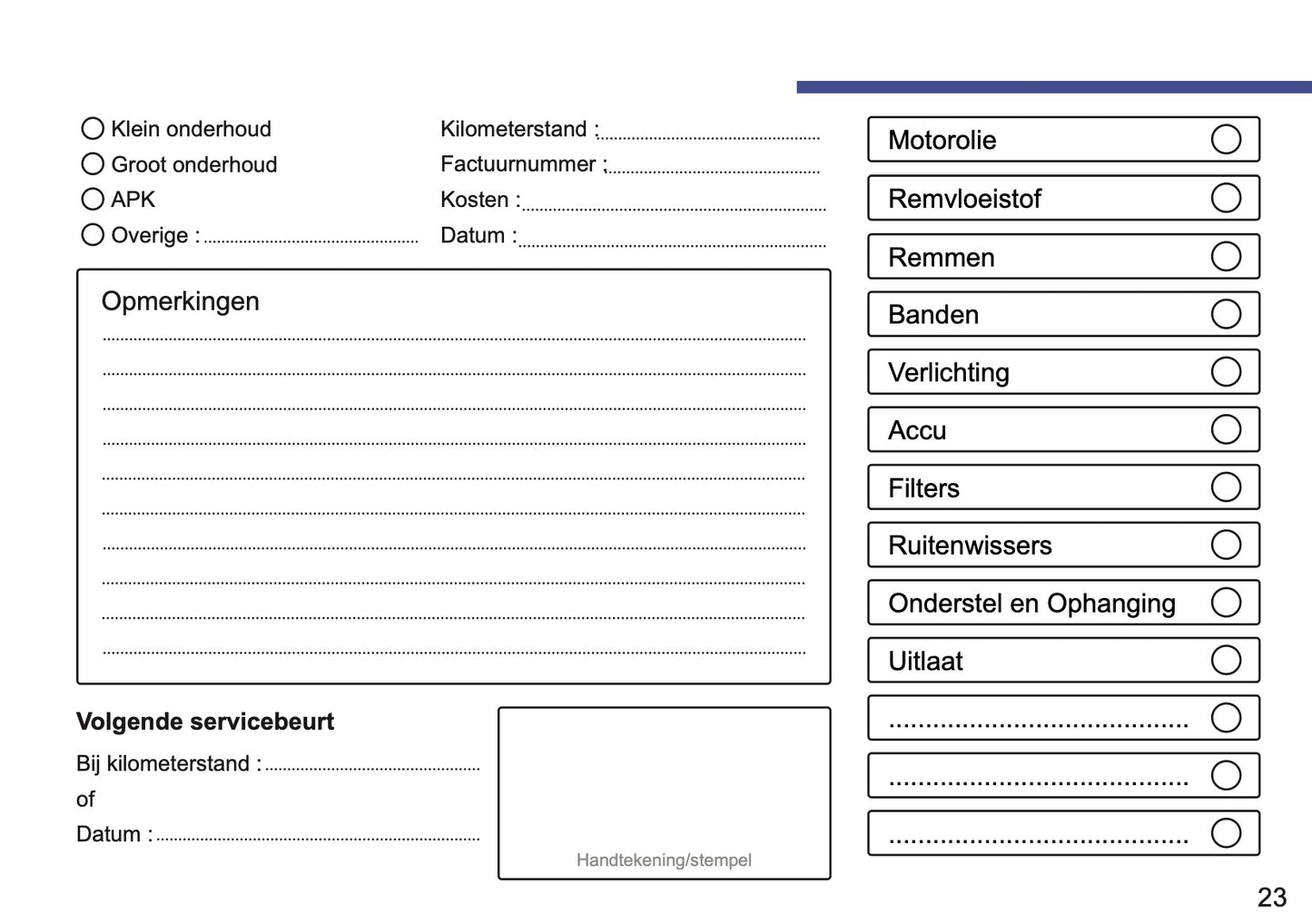 Mini Maintenance Book | Dutch