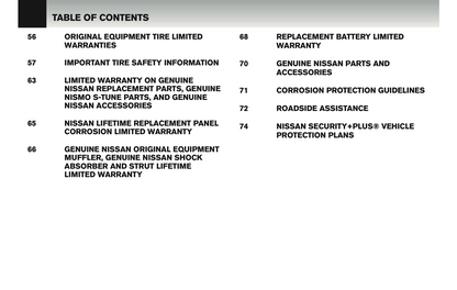 2016 Nissan GT-R Warranty Information Booklet Supplement Manual | English