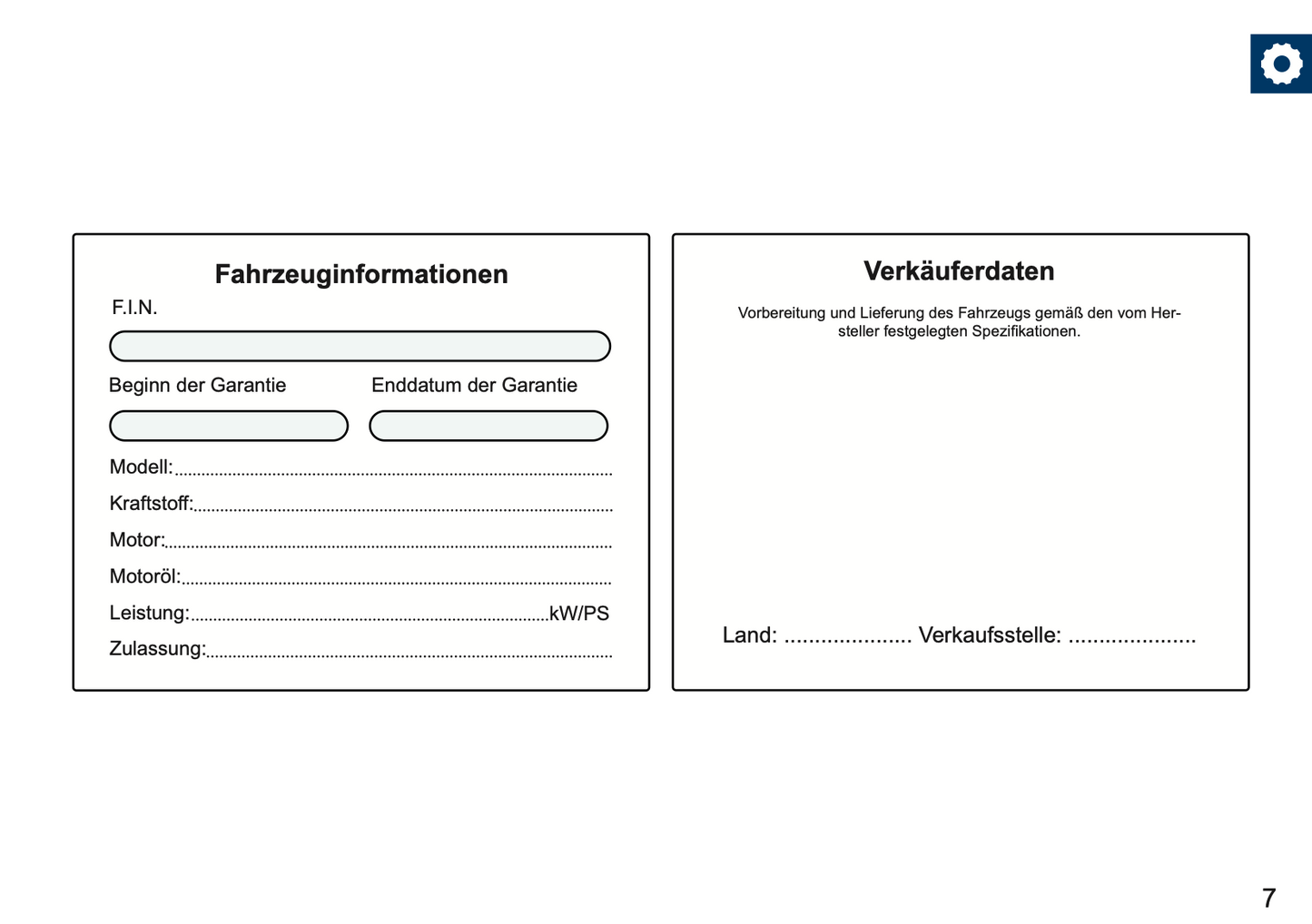 Opel Maintenance Book | German