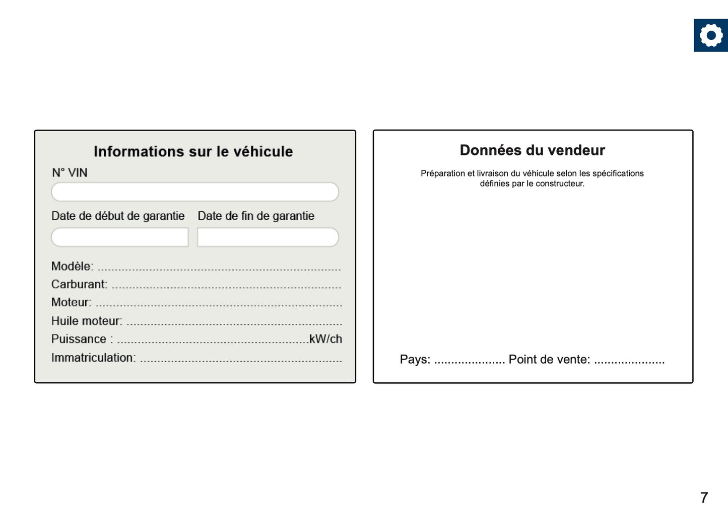 Opel Maintenance Book | French