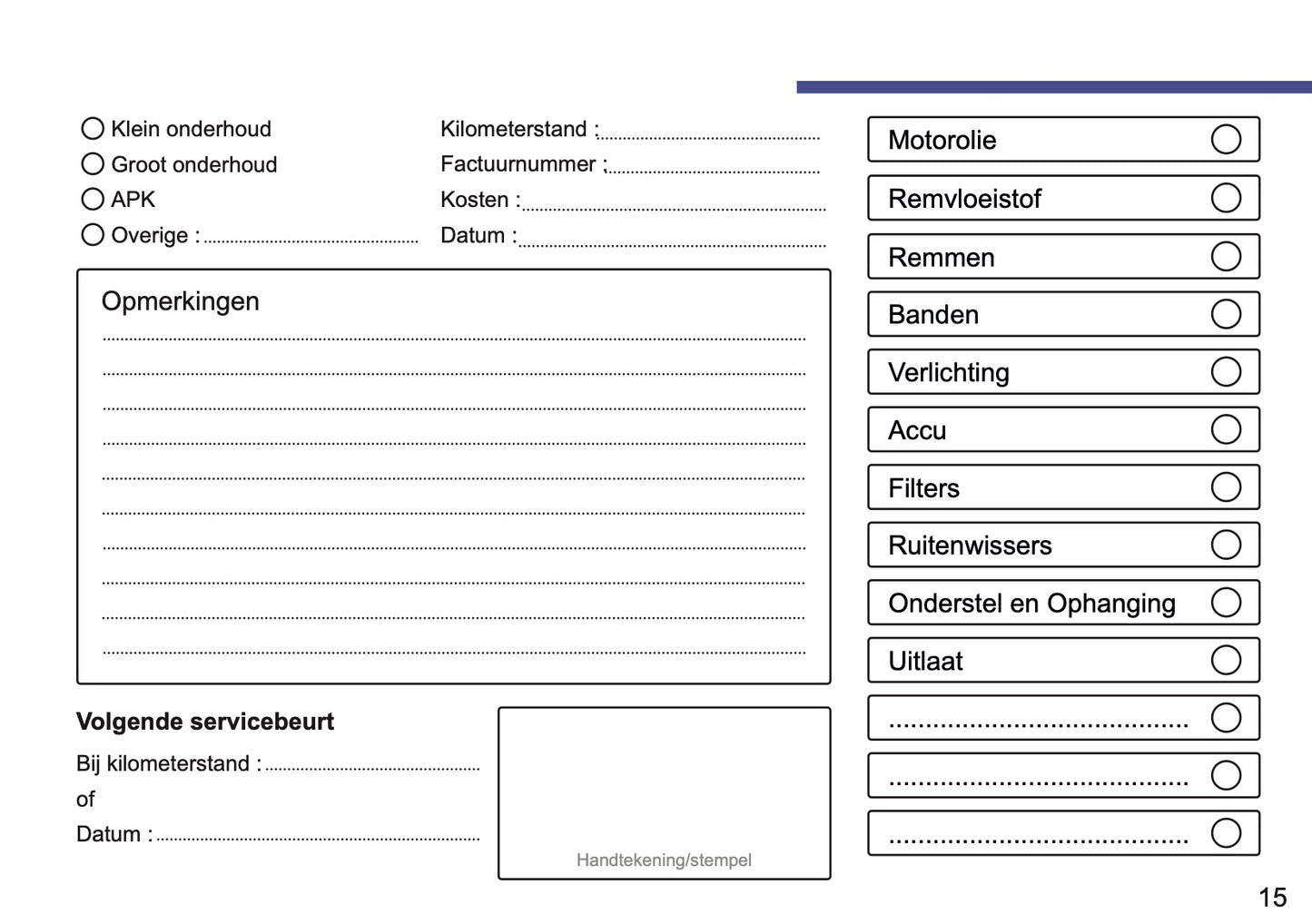 Seat Maintenance Book | Dutch