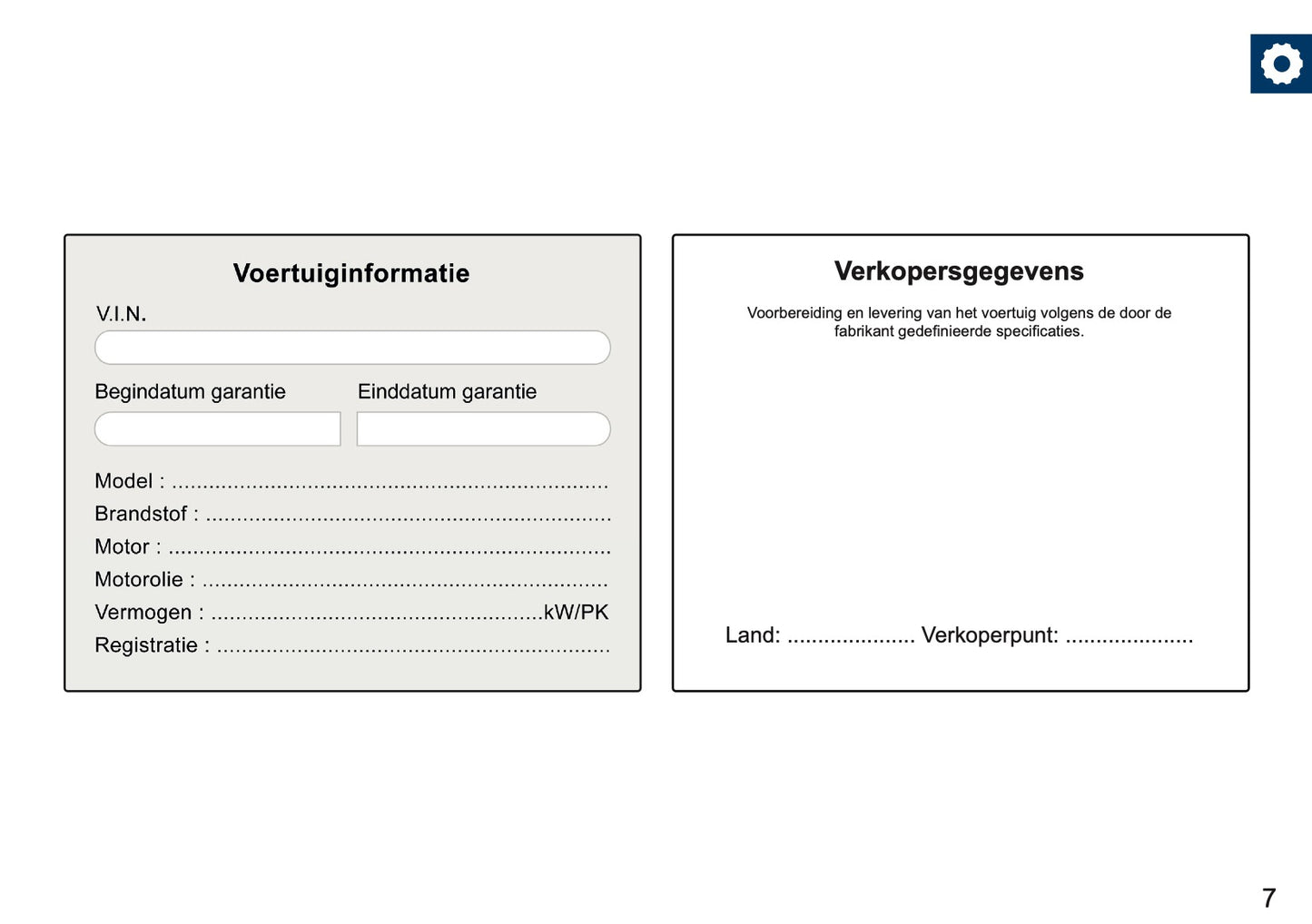 Seat Maintenance Book | Dutch