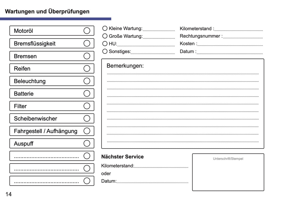 Suzuki Maintenance Book | German