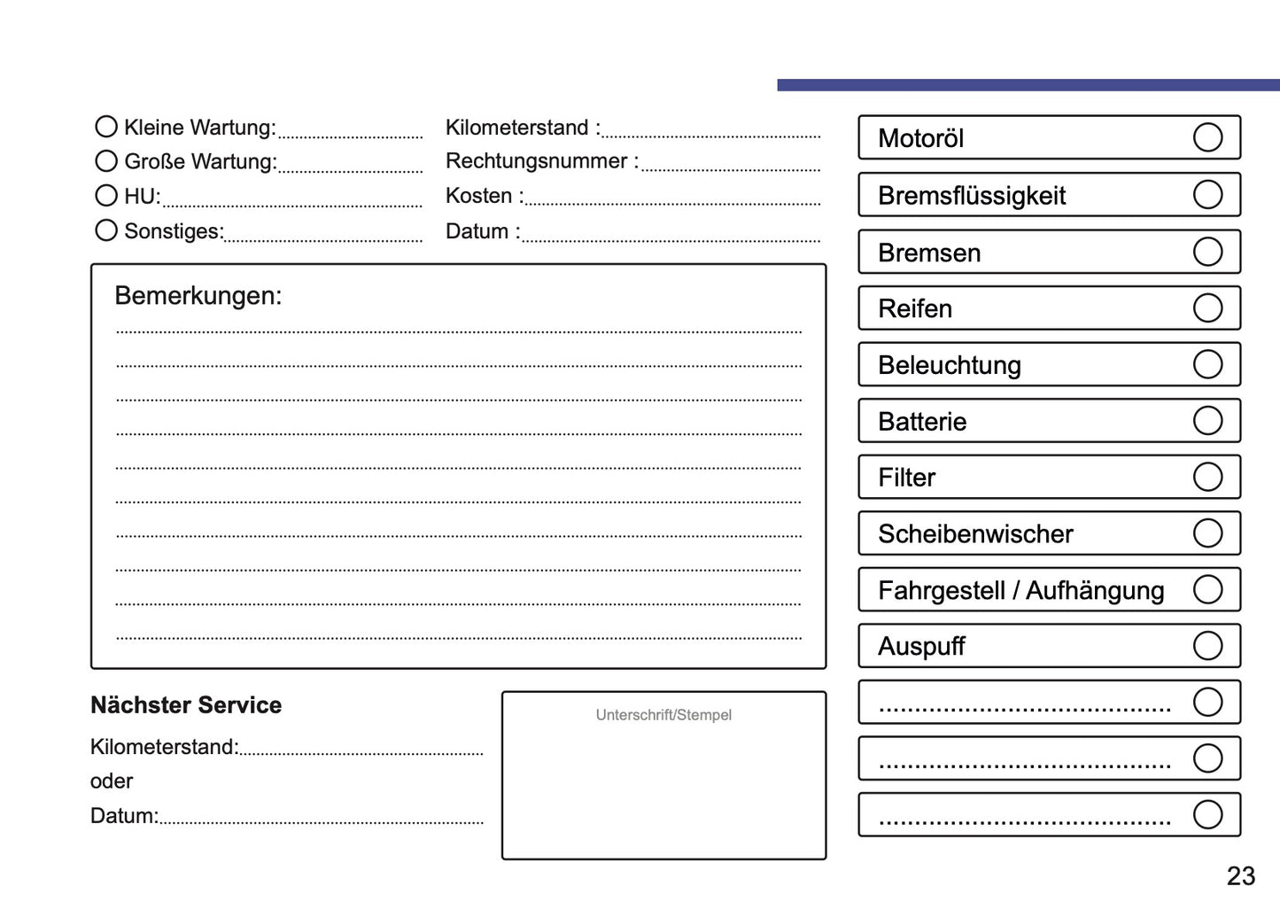Toyota Maintenance Book | German