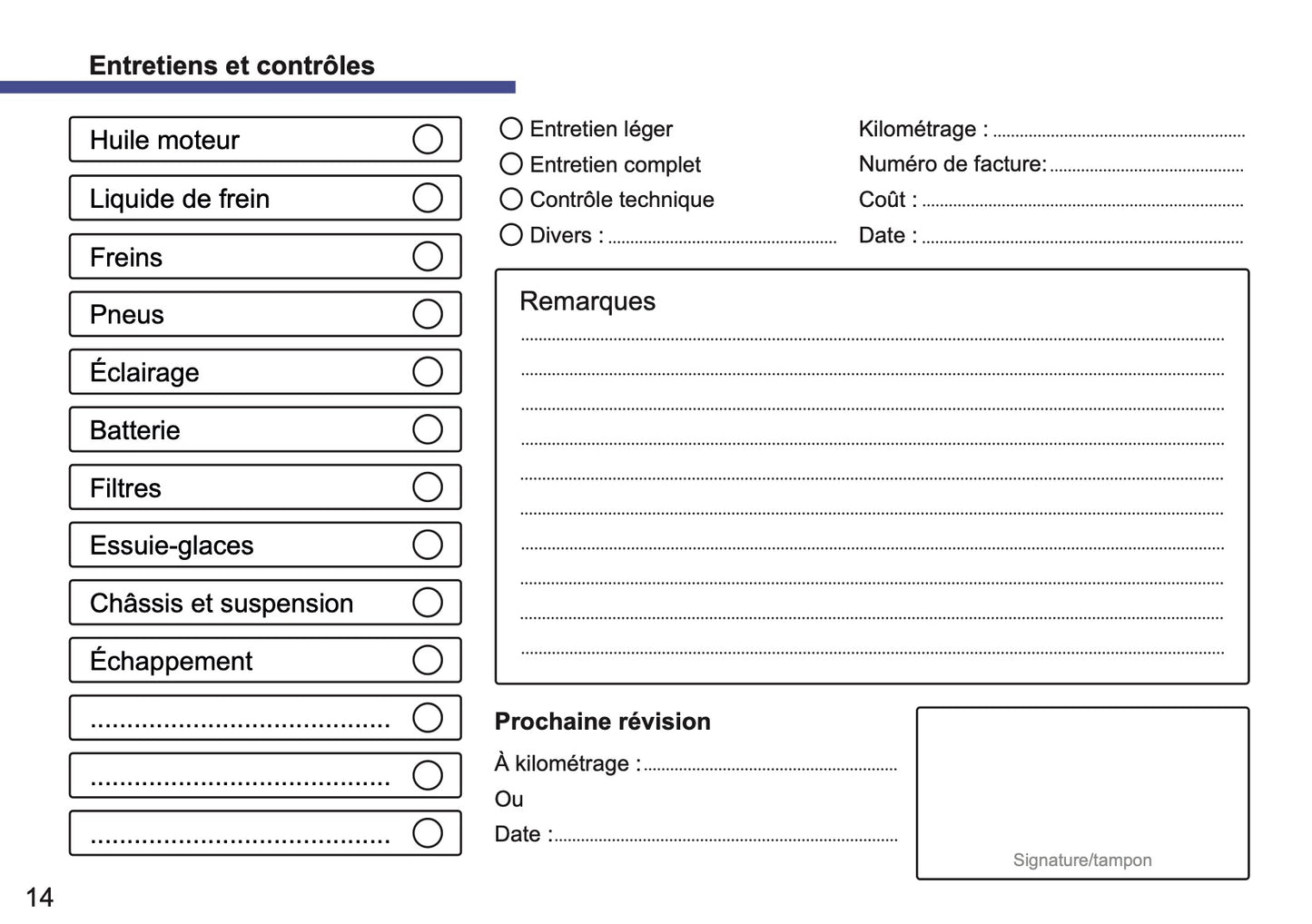 Toyota Maintenance Book | French
