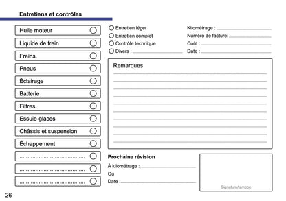 Toyota Maintenance Book | French