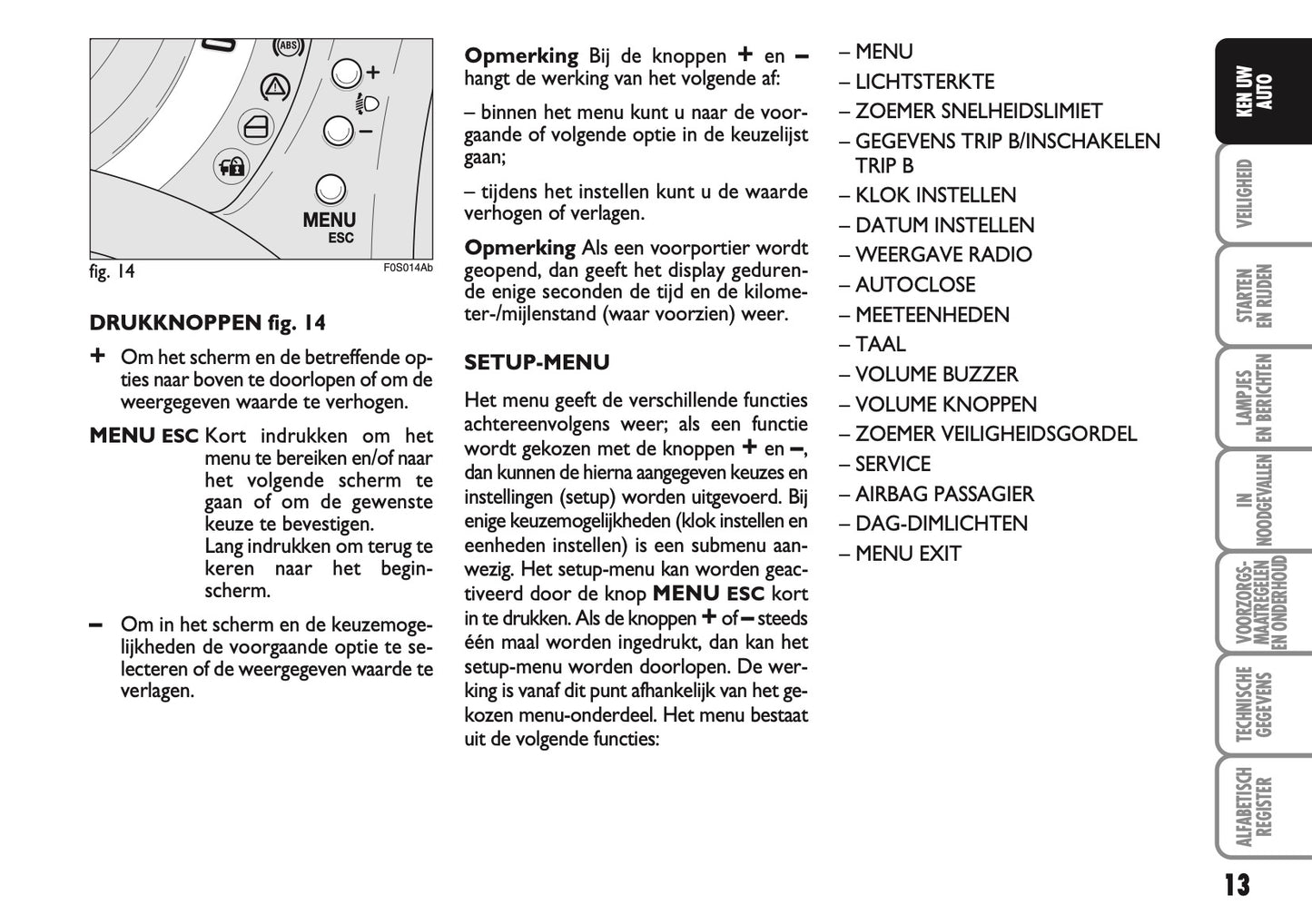 2010-2011 Abarth 500 Owner's Manual | Dutch