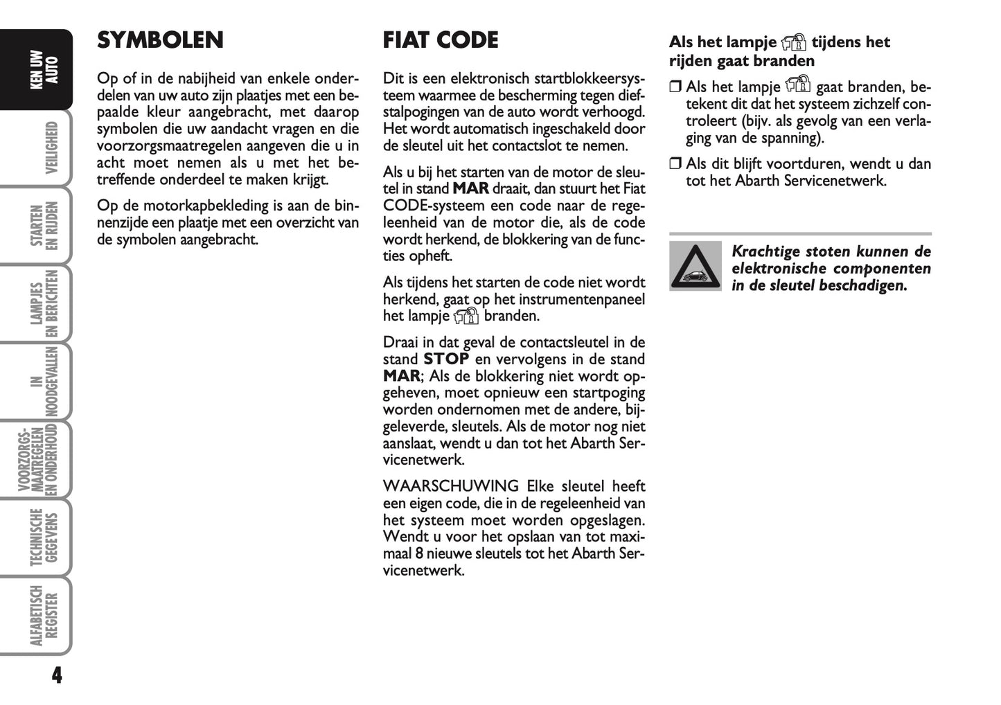 2010-2011 Abarth 500 Owner's Manual | Dutch