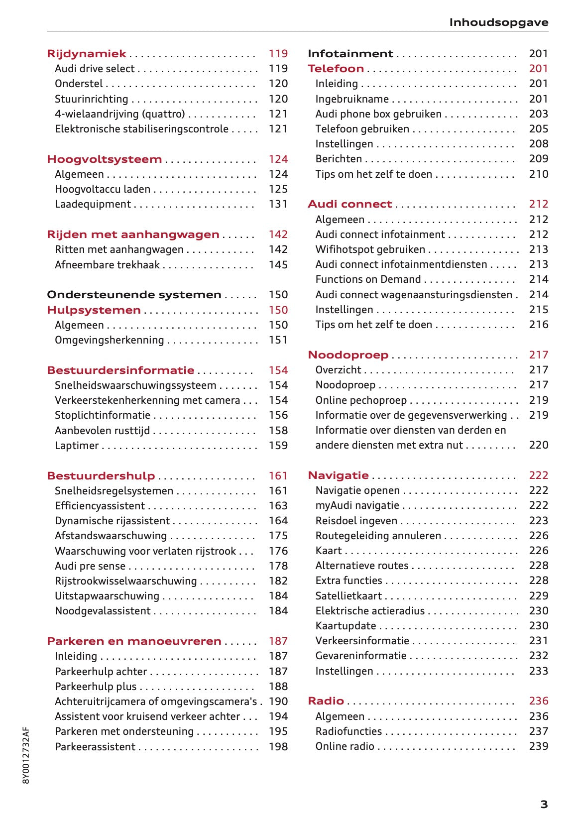 2020-2021 Audi A3 Owner's Manual | Dutch