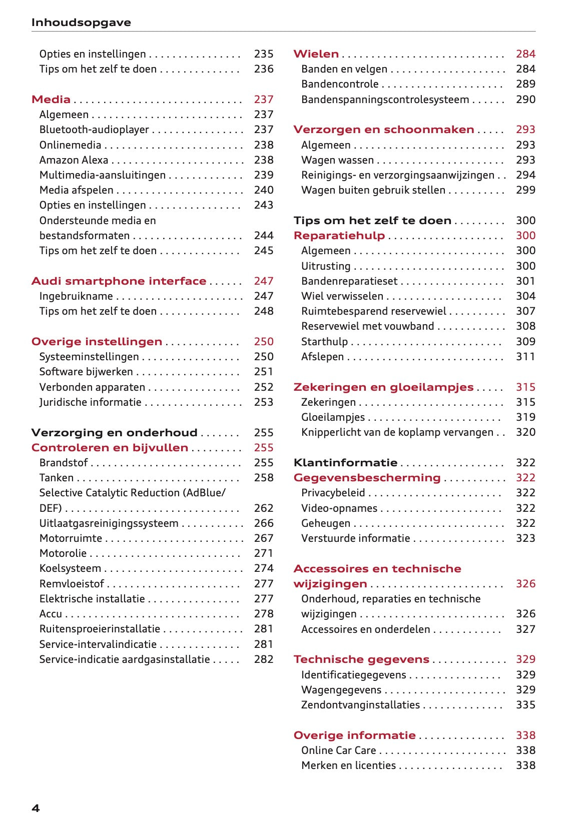 2021-2022 Audi A4 Owner's Manual | Dutch