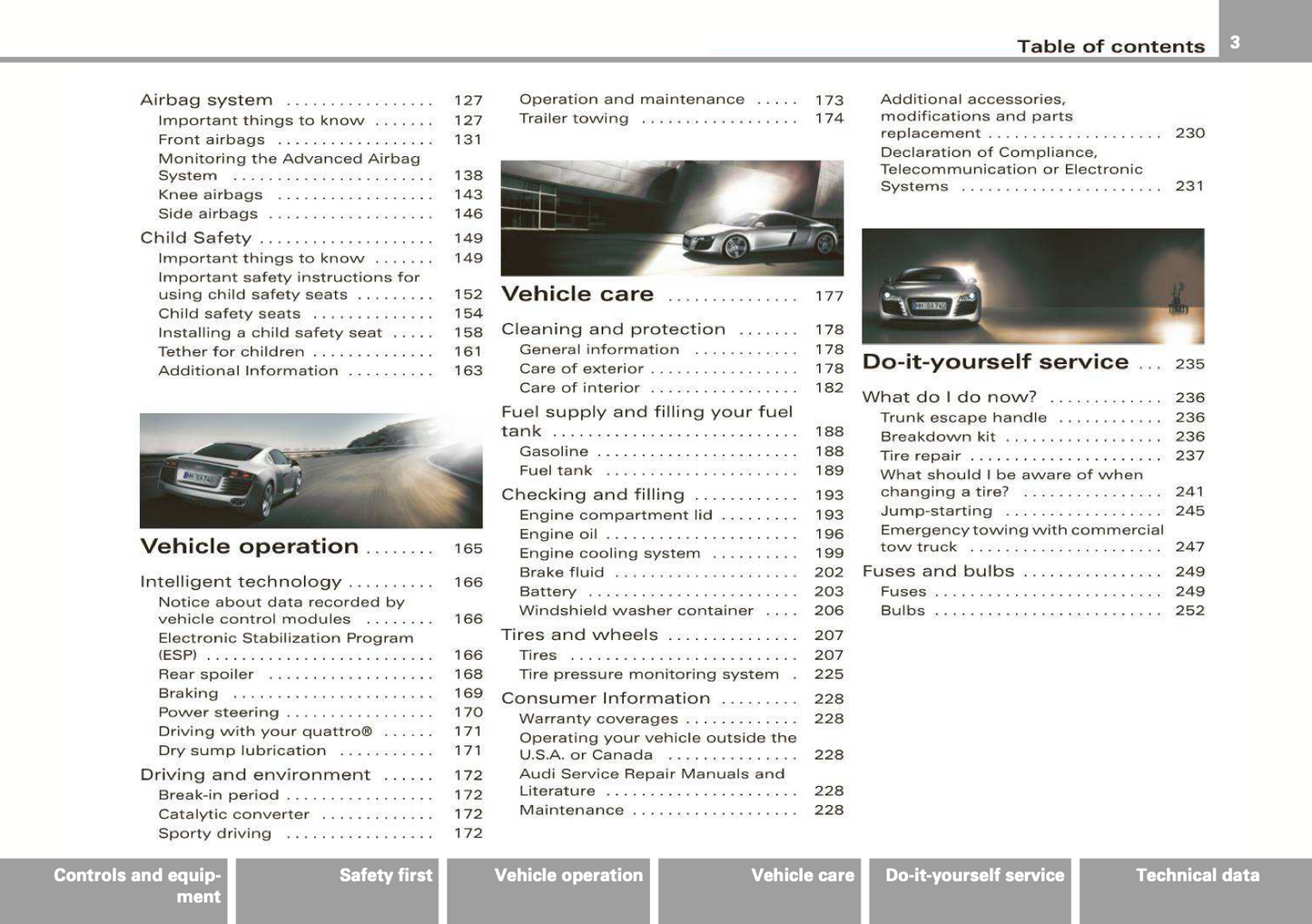 2009 Audi R8 Owner's Manual | English