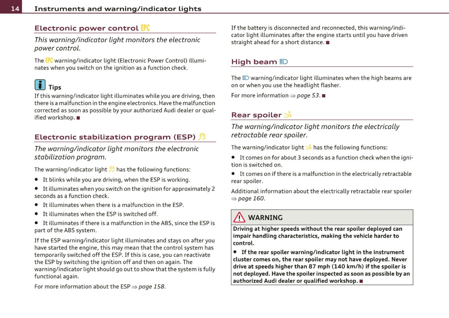 2010 Audi R8 Owner's Manual | English US