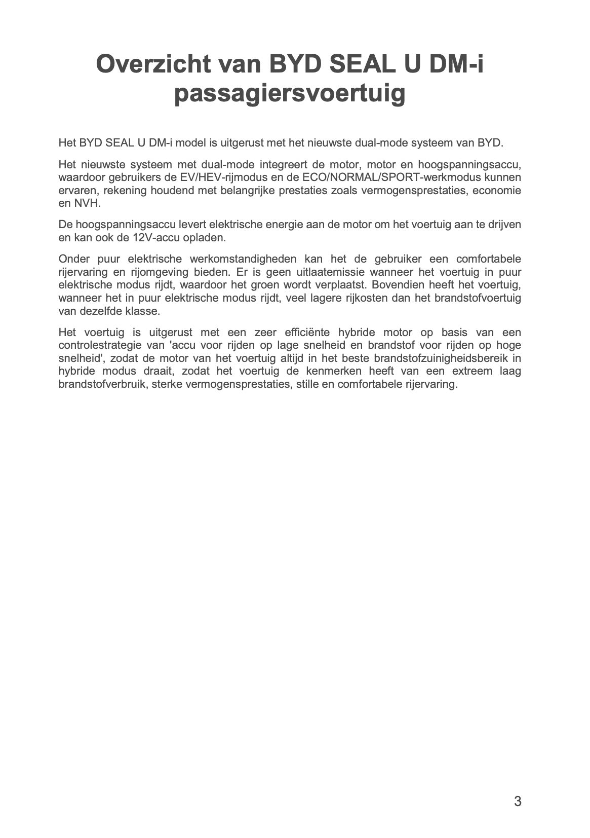 2024-2026 BYD SEAL U DM-i Gebruikershandleiding | Nederlands