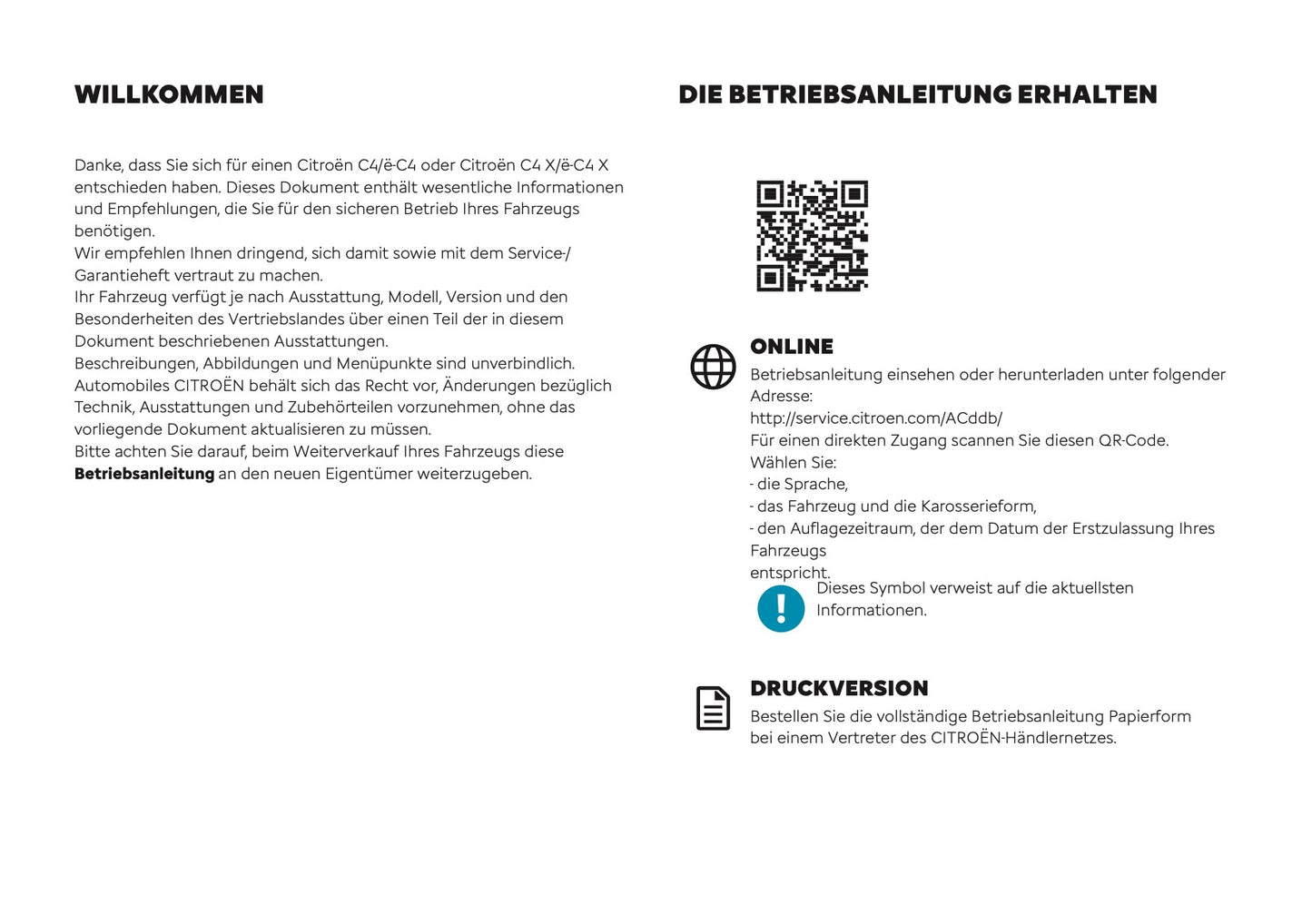 2026 Citroën C4/C4 X Owner's Manual | German