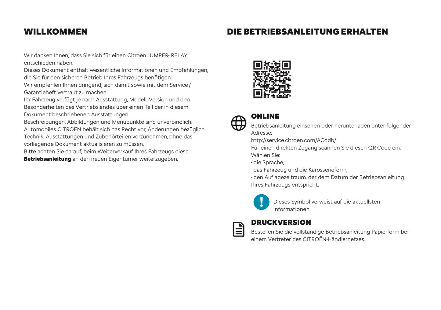 2025-2026 Citroën Jumper/Relay Bedienungsanleitung | Deutsch