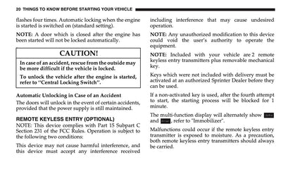 2005 Dodge Sprinter Owner's Manual | English US