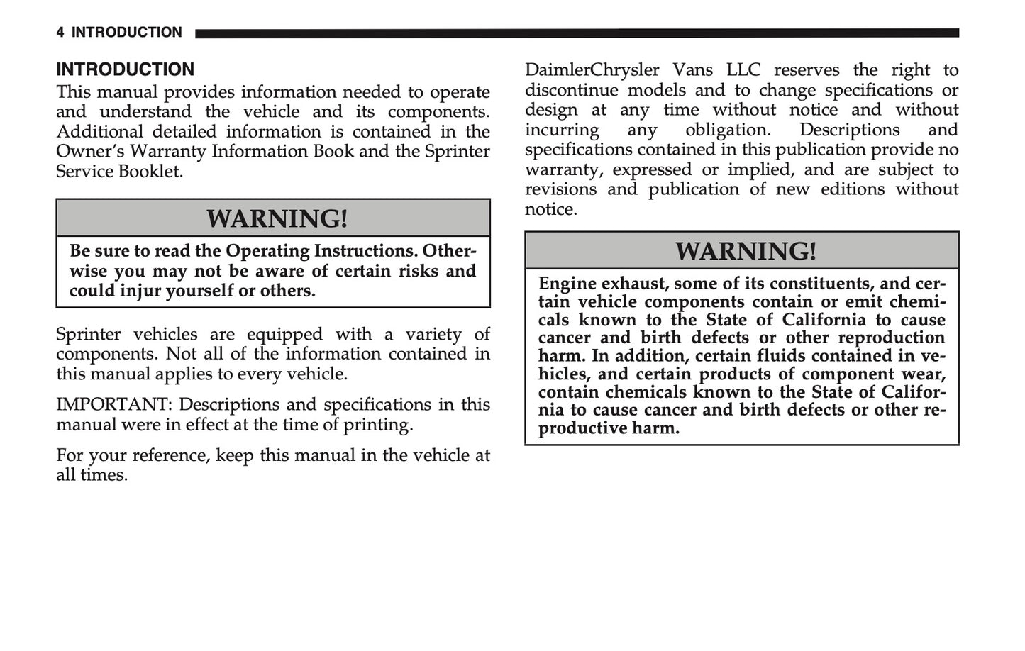 2005 Dodge Sprinter Owner's Manual | English US
