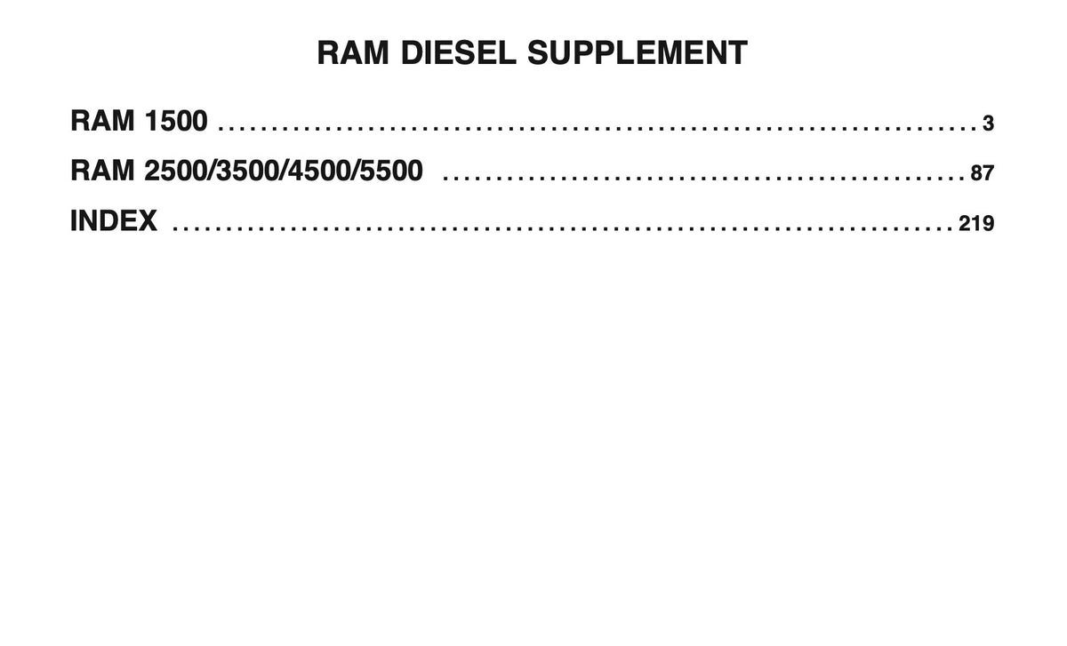 2018 Ram Truck Diesel Manuel du propriétaire Supplement | Anglais