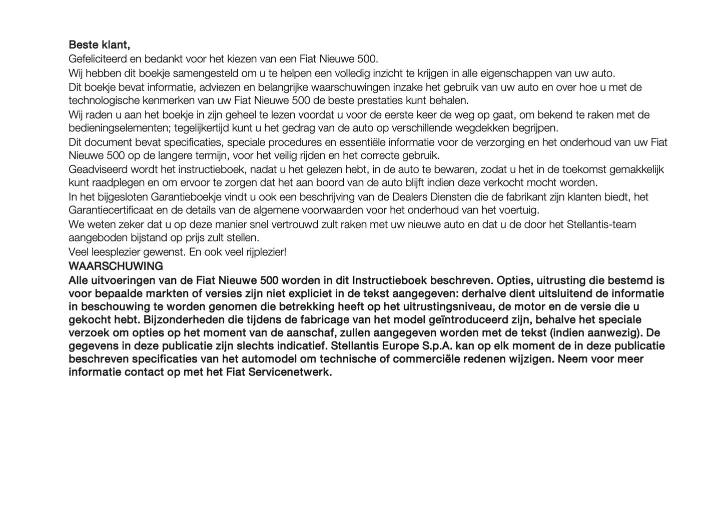 2025 Fiat 500e Owner's Manual | Dutch