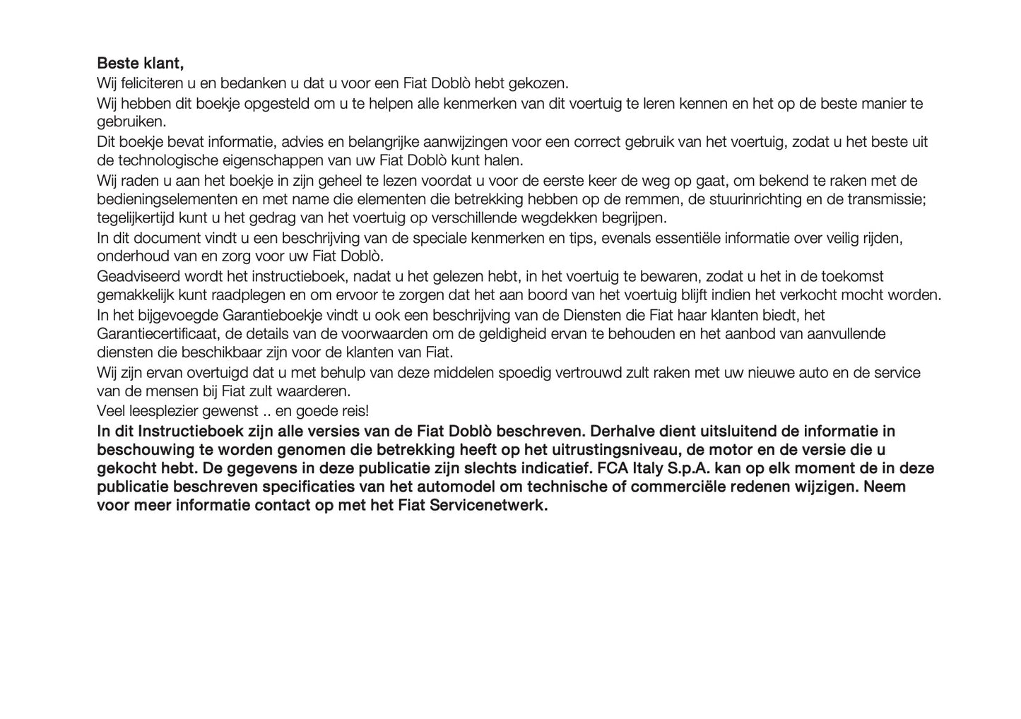 2018 Fiat Doblò Owner's Manual | Dutch