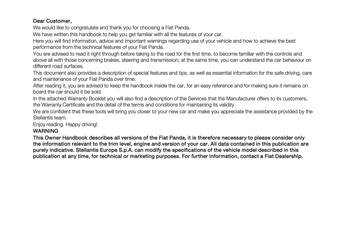 2024-2025 Fiat Panda/Panda Cross Owner's Manual | English