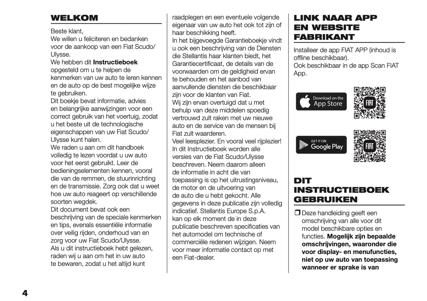 2025 Fiat Scudo/Ulysse Gebruikershandleiding | Nederlands