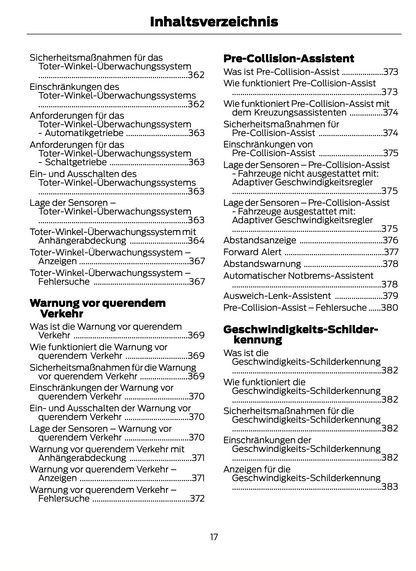 2023-2024 Ford Focus Owner's Manual | German