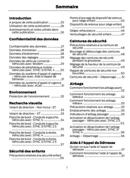 2023-2024 Ford Focus Bedienungsanleitung | Französisch