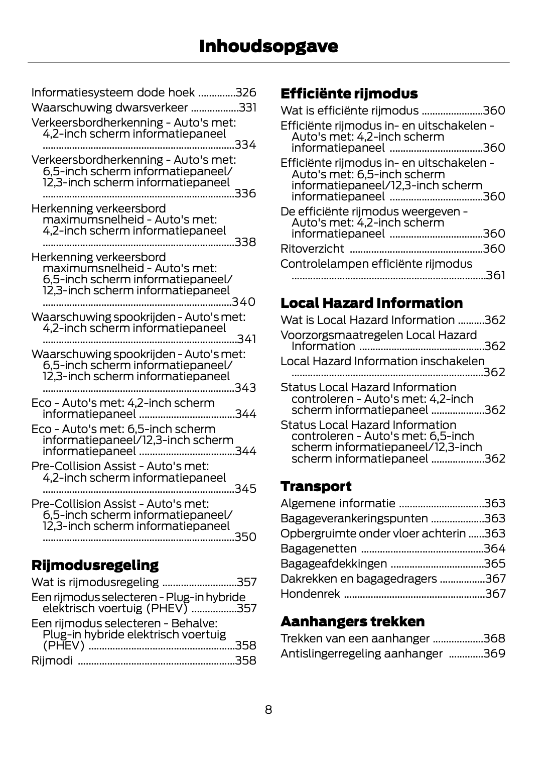 2021-2022 Ford Kuga Owner's Manual | Dutch