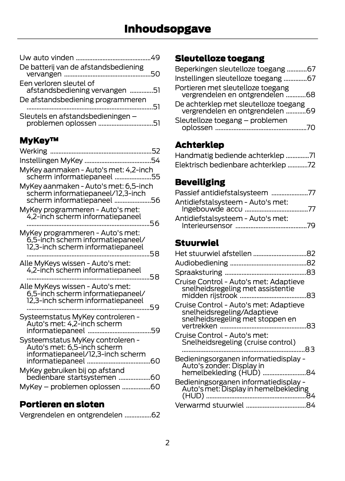 2021-2022 Ford Kuga Owner's Manual | Dutch