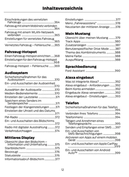 2024-2025 Ford Mustang Bedienungsanleitung | Deutsch