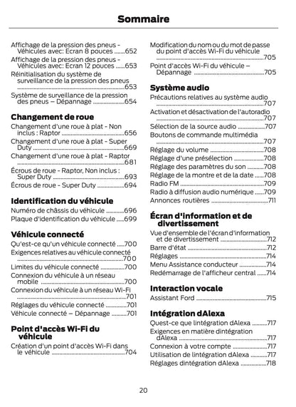 2025-2026 Ford Ranger Owner's Manual | French
