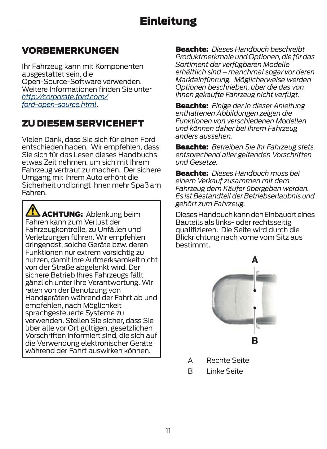 2021-2024 Ford Tourneo Custom/Transit Custom Owner's Manual | German