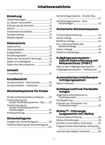 2021-2024 Ford Tourneo Custom/Transit Custom Owner's Manual | German