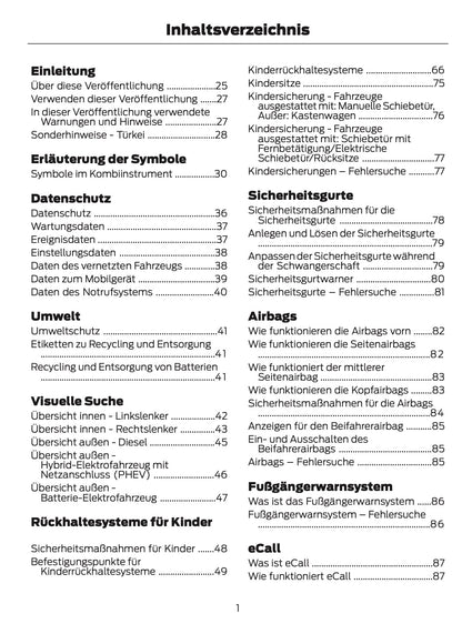 2026 Ford Tourneo Custom/Transit Custom Owner's Manual | German