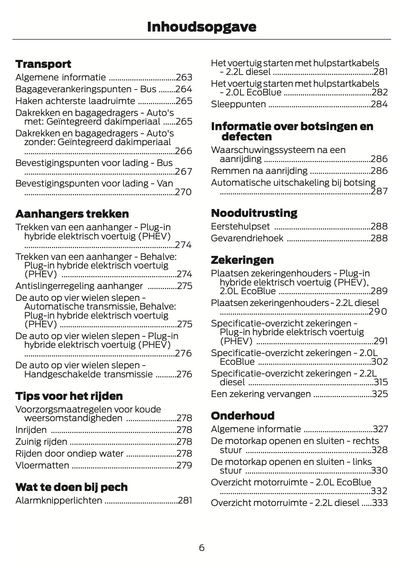 2021-2024 Ford Tourneo Custom/Transit Custom Owner's Manual | Dutch