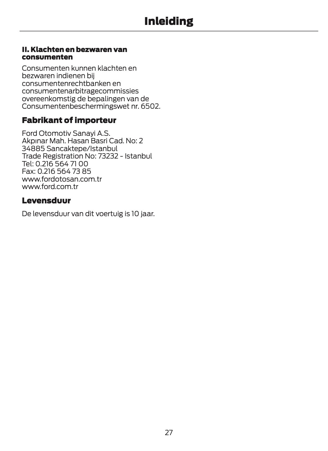 2026 Ford Tourneo Custom/Transit Custom Owner's Manual | Dutch